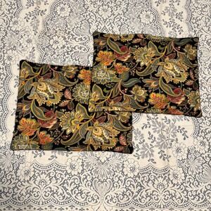 Set of 2 Biltmore Cotton Pillow Shams Black Moody Floral Boho Botanical 20x26
